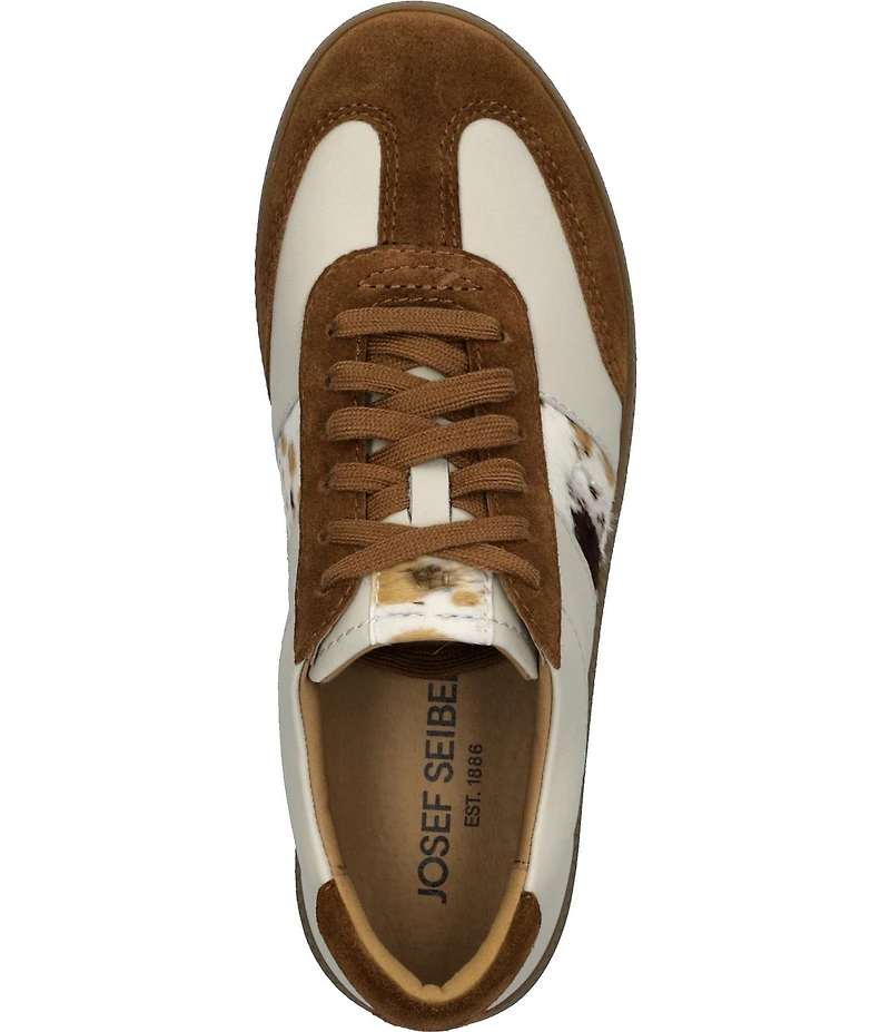 Josef Seibel Women's Joleen 03 Leather and Faux Cow Print Suede Sneakers