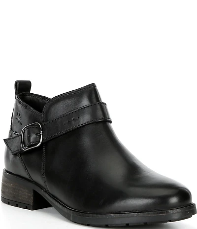 Josef Seibel Kate 10 Leather Buckle Detail Zipper Booties