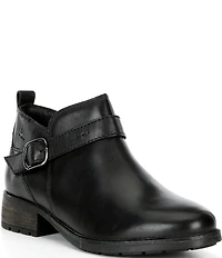 Josef Seibel Kate 10 Leather Buckle Detail Zipper Booties