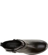 Josef Seibel Kate 10 Leather Buckle Detail Zipper Booties