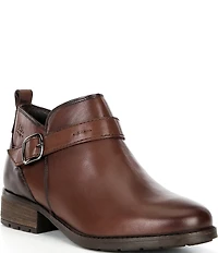 Josef Seibel Kate 10 Leather Buckle Detail Zipper Booties