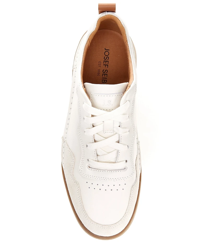 Josef Seibel Men's Cleve 01 Leather and Suede Perforated Detail Lace Up Sneakers