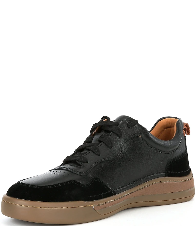 Josef Seibel Men's Cleve 01 Leather and Suede Perforated Detail Lace Up Sneakers
