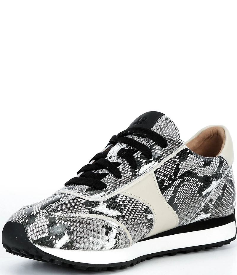 Josef Seibel Miley 01 Snake Print Leather Lace Up Sneakers