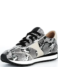 Josef Seibel Miley 01 Snake Print Leather Lace Up Sneakers