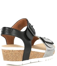 Josef Seibel Quinn02 Leather Buckle Detail Wedge Sandals