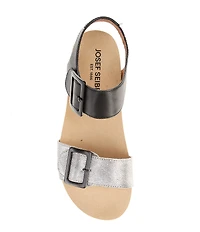 Josef Seibel Quinn02 Leather Buckle Detail Wedge Sandals