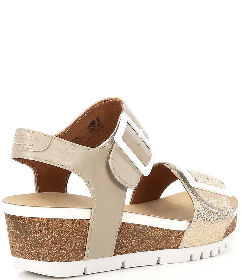 Josef Seibel Quinn02 Leather Buckle Detail Wedge Sandals
