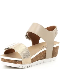 Josef Seibel Quinn02 Leather Buckle Detail Wedge Sandals
