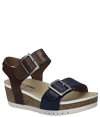 Josef Seibel Quinn02 Leather Buckle Detail Wedge Sandals