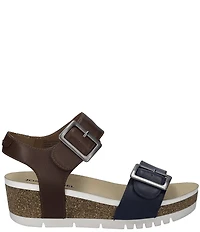 Josef Seibel Quinn02 Leather Buckle Detail Wedge Sandals