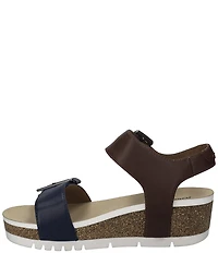 Josef Seibel Quinn02 Leather Buckle Detail Wedge Sandals