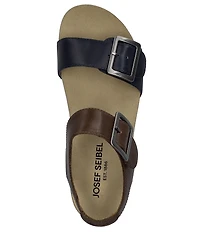 Josef Seibel Quinn02 Leather Buckle Detail Wedge Sandals