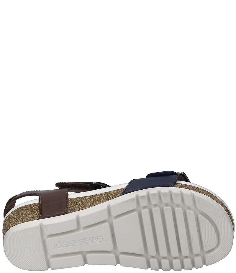 Josef Seibel Quinn02 Leather Buckle Detail Wedge Sandals