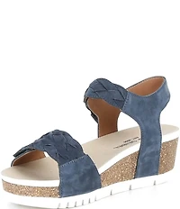 Josef Seibel Quinn 22 Suede Braided Wedge Sandals