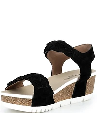 Josef Seibel Quinn 22 Suede Braided Wedge Sandals