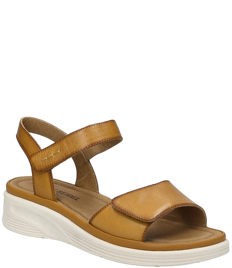 Josef Seibel Sevran 01 Leather Ankle Wrap Wedge Sandals