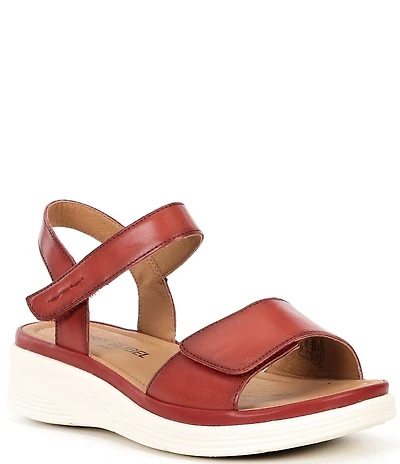 Josef Seibel Sevran 01 Leather Ankle Wrap Wedge Sandals