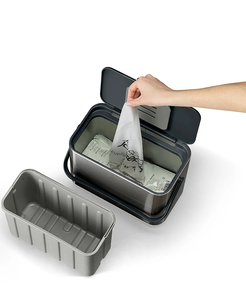 Joseph Joseph Collect 4L Stainless Steel Food Waste Caddy- Grey