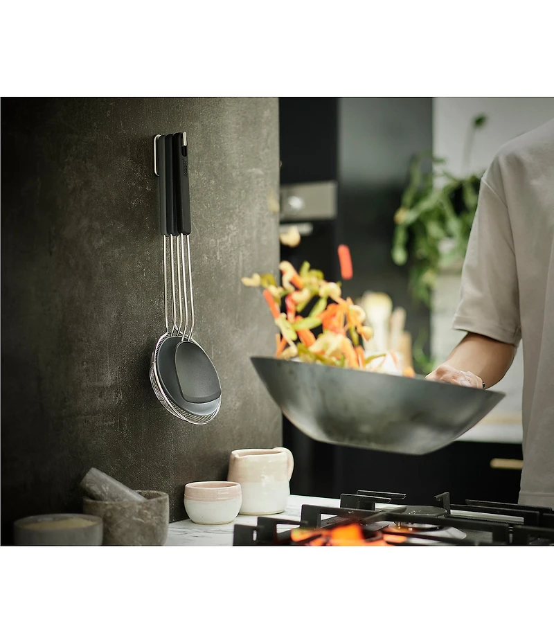 Joseph Joseph Compact 3-Piece Wok Silicone Turner Silicone Spoon and Wire Skimmer Set