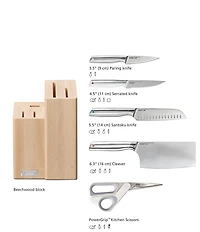 Joseph Joseph Elevate Fusion 5-Piece Knife, Cleaver and Scissor Set with Beechwood Block