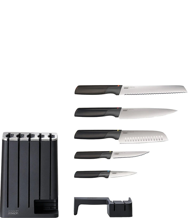 Joseph Joseph Elevate™ Knives SlimBlock 5-Piece Knife Set with Ceramic Sharpener- Black