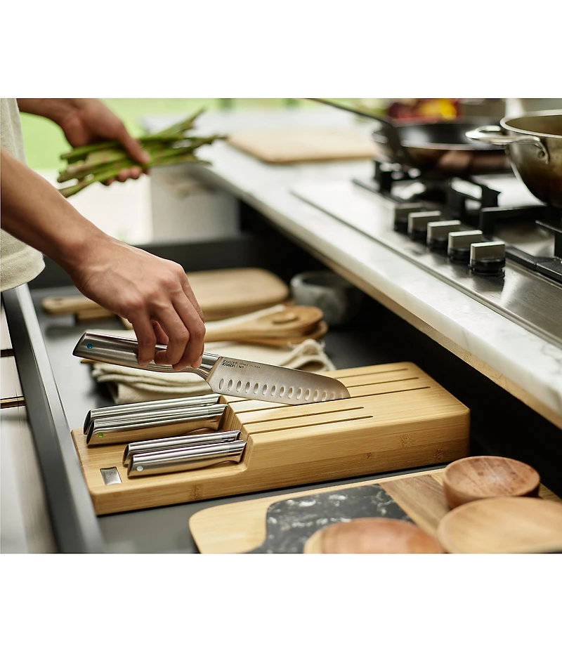 Joseph Joseph Elevate Steel Knives 5-Piece Set with In-Drawer Bamboo Storage Tray