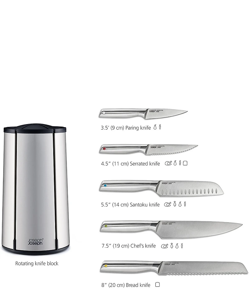 Joseph Joseph Elevate Steel Knives Carousel 6-Piece Set