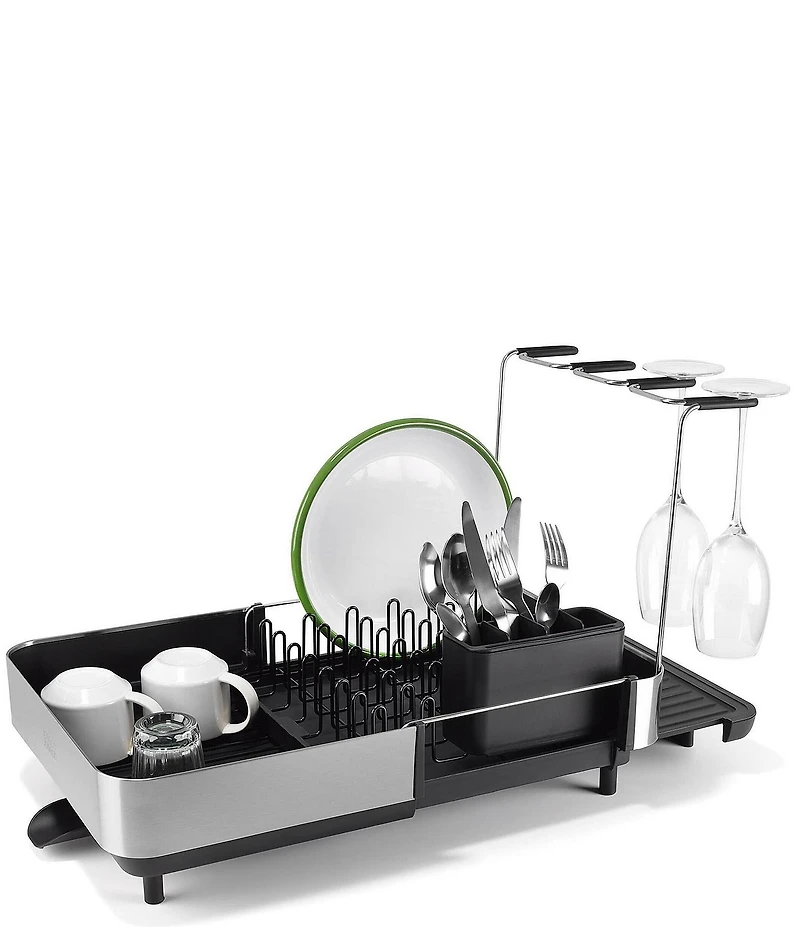 Joseph Joseph Extend Steel Plus Expandable Dish Rack with Wine Glass Holder