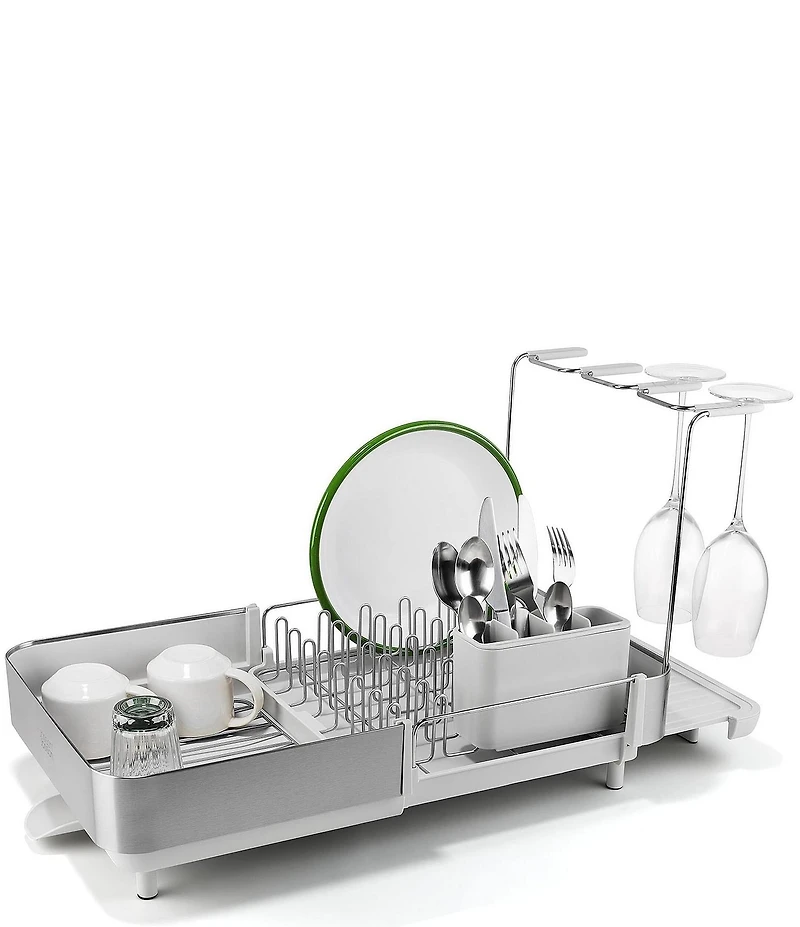 Joseph Joseph Extend Steel Plus Expandable Dish Rack with Wine Glass Holder