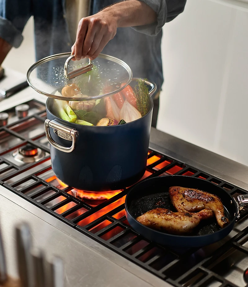 Joseph Joseph Space Folding Handle Ceramic Non-Stick Dark Blue 8.5 Quart Stock Pot & Lid