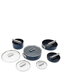 Joseph Joseph Space Folding Handle Ceramic Non-Stick Dark Blue 10-Piece Cookware Set