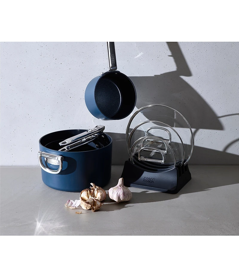Joseph Joseph Space Folding Handle Ceramic Non-Stick Dark Blue 6-Piece Sauce Pan Set