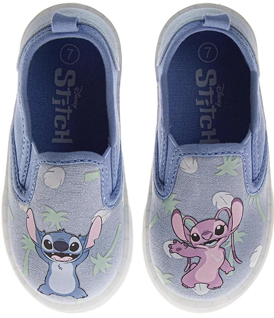 Josmo Girls' Disney Stitch Mismatch Canvas Light-Up Slip-On Sneakers (Toddler)