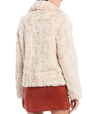 Jou Jou Faux Fur Notched Collar Long Sleeve Jacket