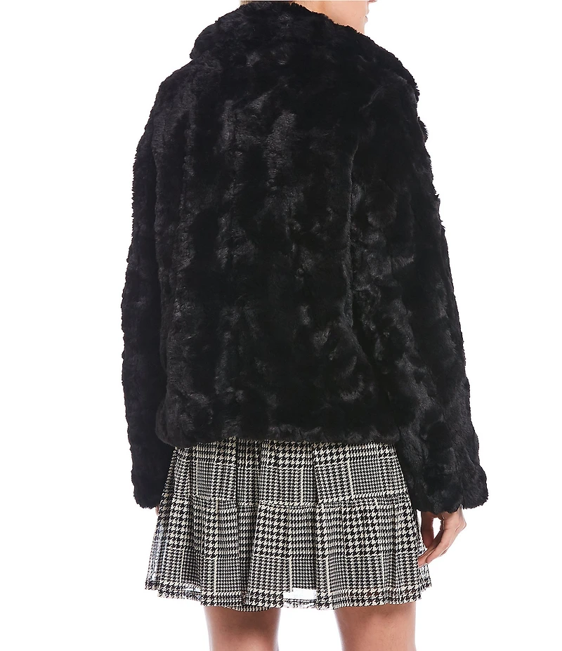 Jou Jou Faux Fur Notched Collar Long Sleeve Jacket