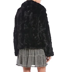 Jou Jou Faux Fur Notched Collar Long Sleeve Jacket