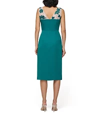 JS Collections Adelaide Stretch Crepe Beaded Sleeveless Midi Dress