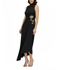 JS Collections Andrea Cocktail Dress With Side Floral Embellishment