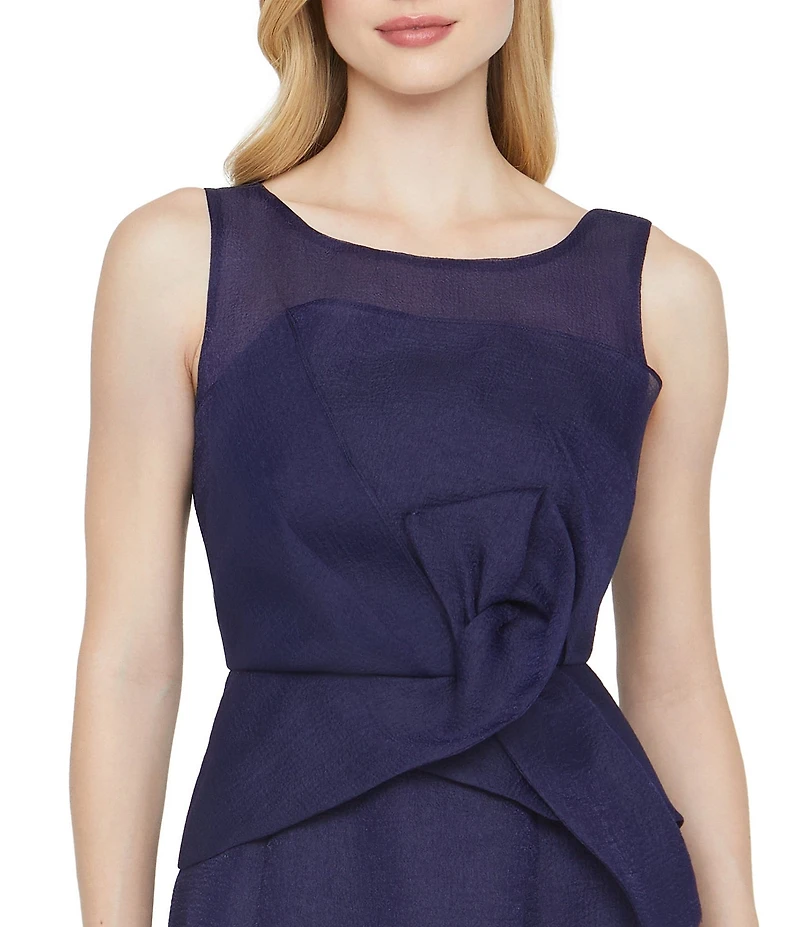 JS Collections Hedi Organza Crew Neck Sleeveless A-Line Midi Dress