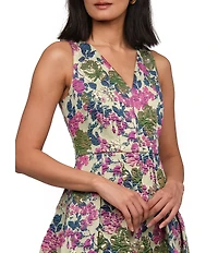 JS Collections Madge V Neck A Line Floral Field Jacquard Gown