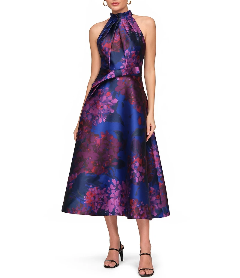 JS Collections Naomi Halter Mikado A Line Midi Dress