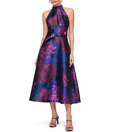 JS Collections Naomi Halter Mikado A Line Midi Dress