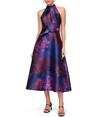 JS Collections Naomi Halter Mikado A Line Midi Dress