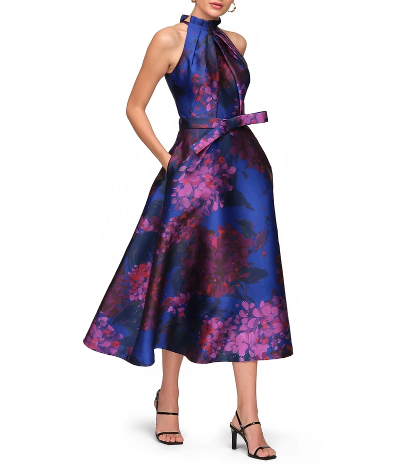 JS Collections Naomi Halter Mikado A Line Midi Dress