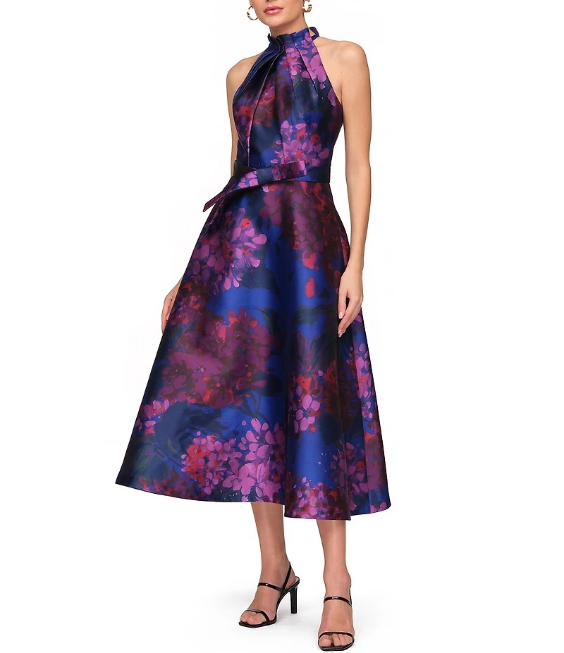 JS Collections Naomi Halter Mikado A Line Midi Dress