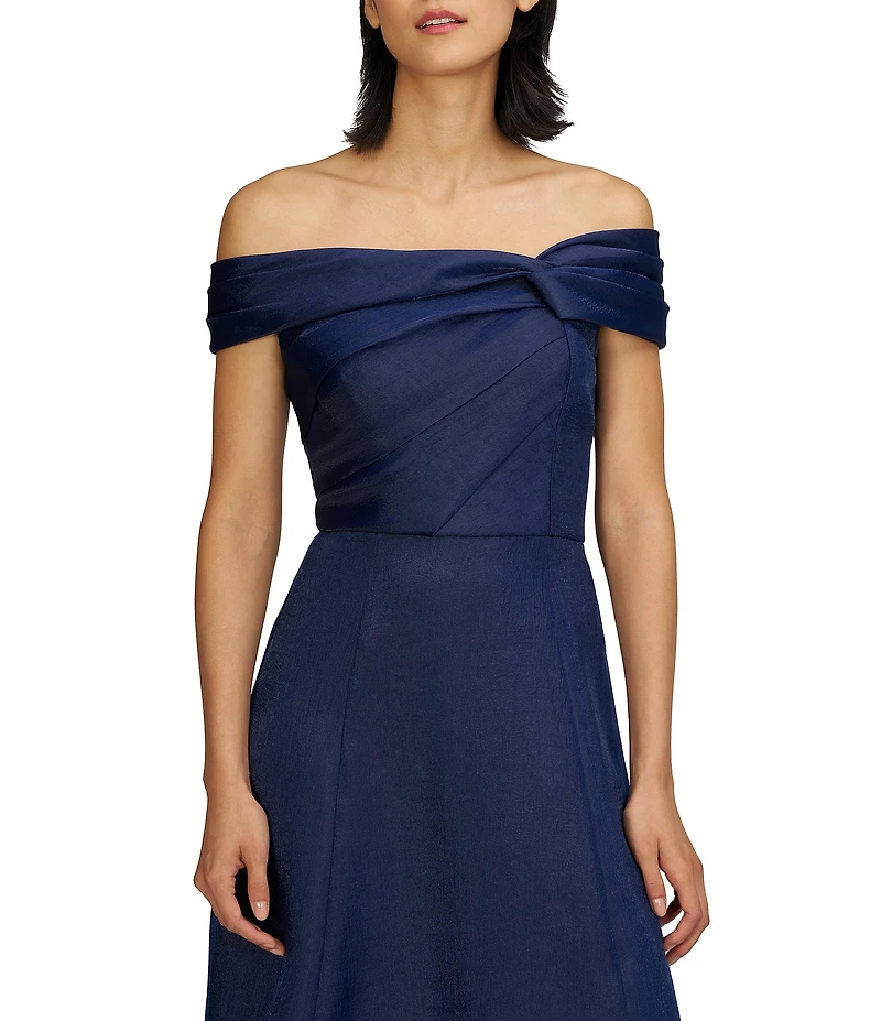 JS Collections Off The Shoulder Pleated Bodice Organza Aline Gown