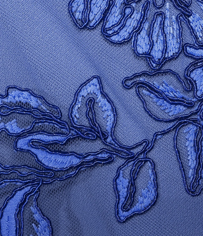 JS Collections Oriana Embroidered Short Sleeve Column Gown