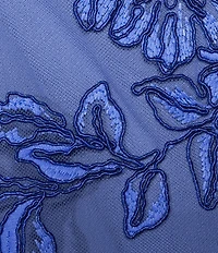 JS Collections Oriana Embroidered Short Sleeve Column Gown