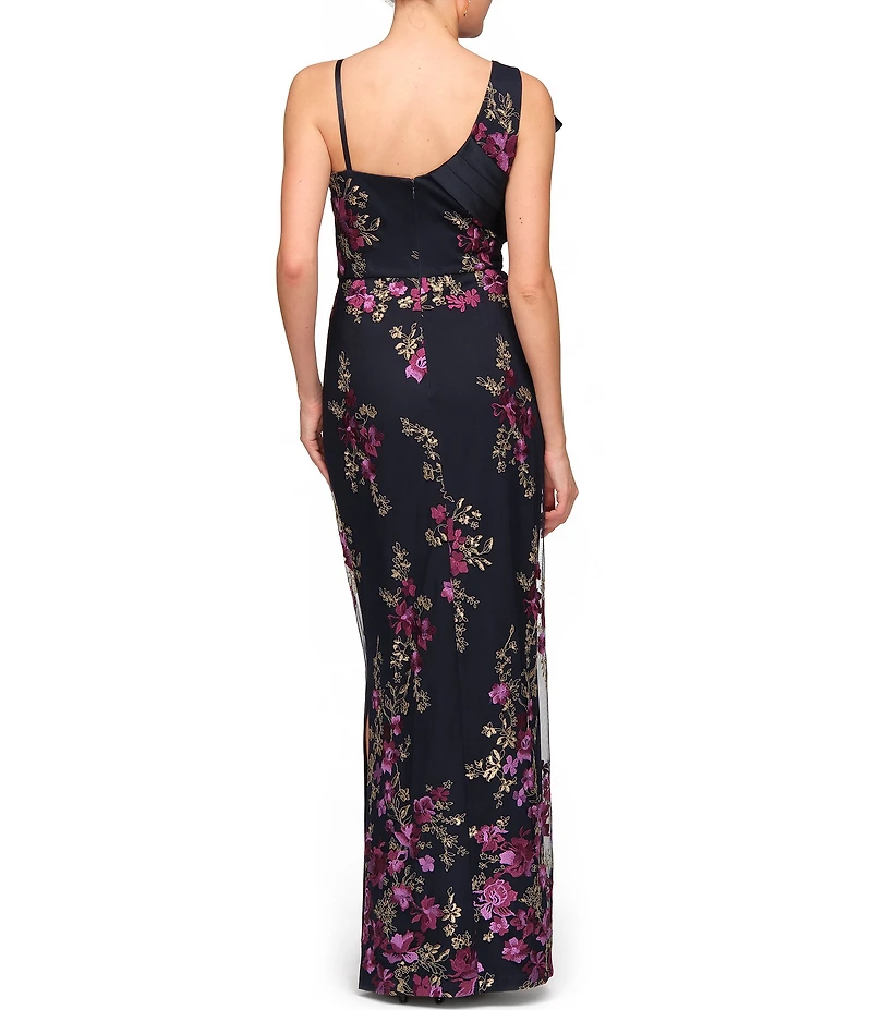 JS Collections Piper Bow Embroidered Floor Length Column Gown With Bow